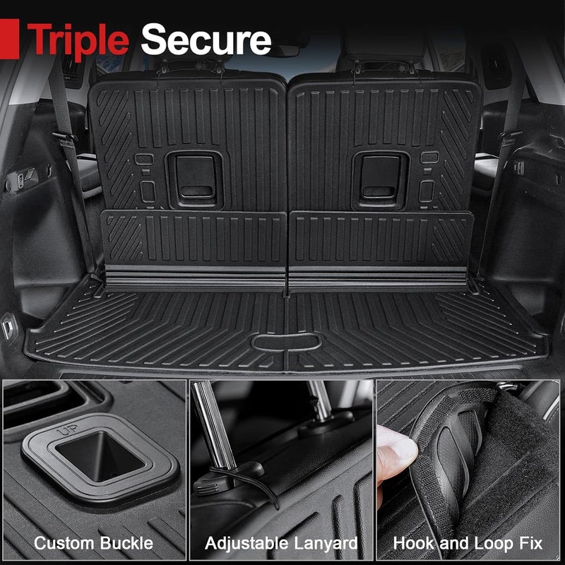 HOUCLEMIC Cargo Mat for 2021-2024 2025 Jeep Grand Cherokee L, All Weather TPE Rear Cargo Liner Trunk Mat with 3rd Row Seatback Cover for Jeep Grand Cherokee L Accessories - Image 3